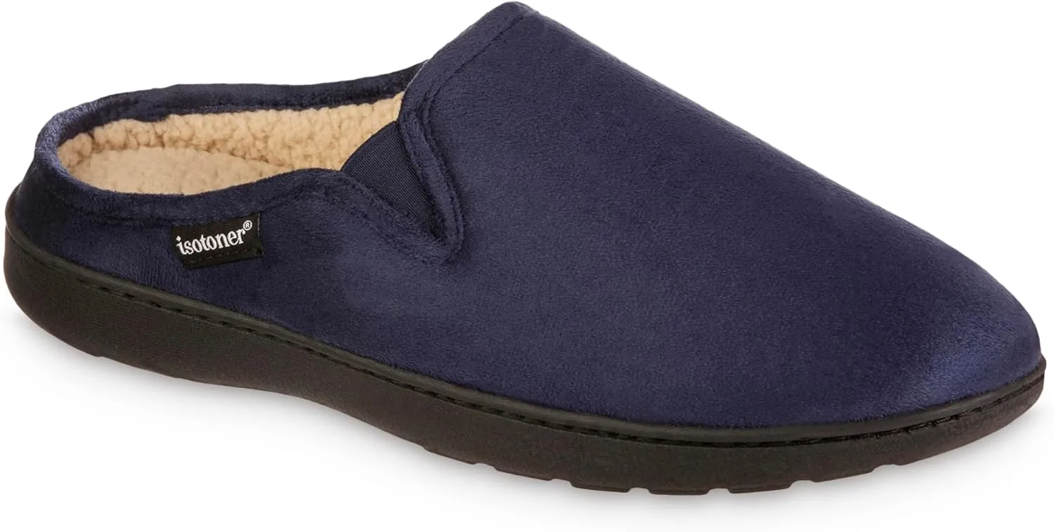 isotoner Men's, Advanced Gel Infused Memory Foam Microsuede Vincent Hoodback Eco Comfort Recycled Slippers Clog