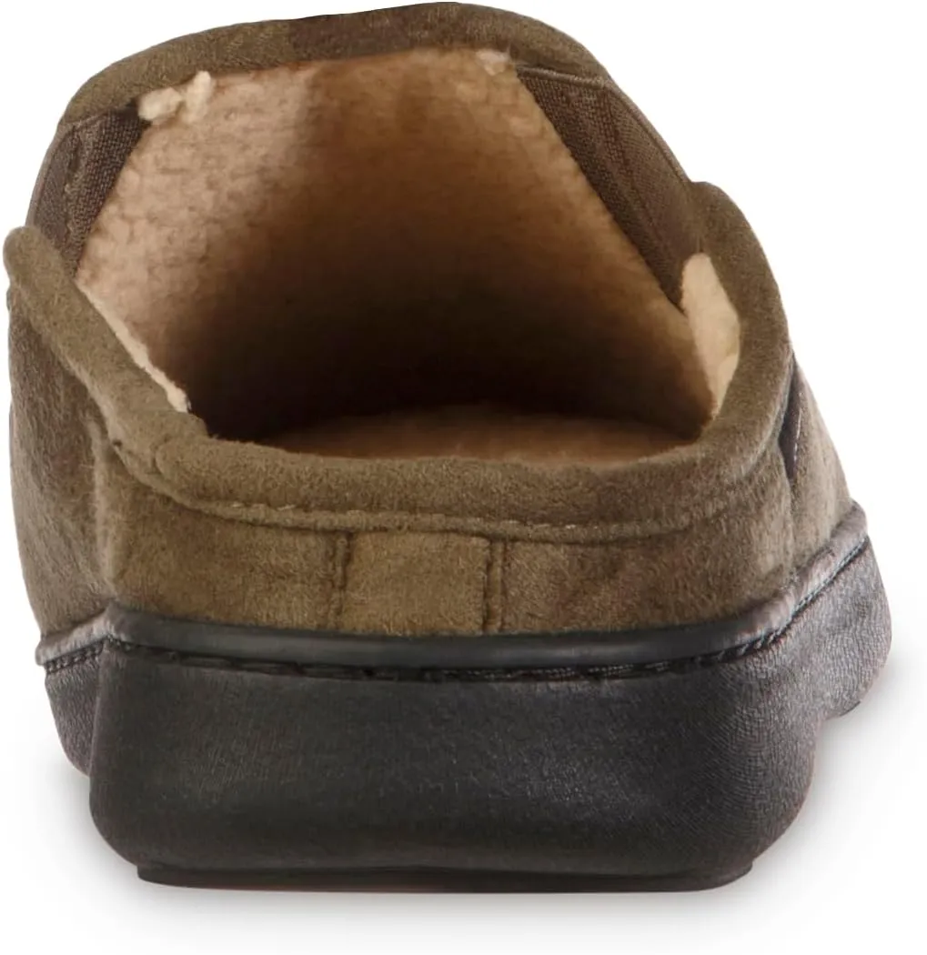 isotoner Men's, Advanced Gel Infused Memory Foam Microsuede Vincent Hoodback Eco Comfort Recycled Slippers Clog