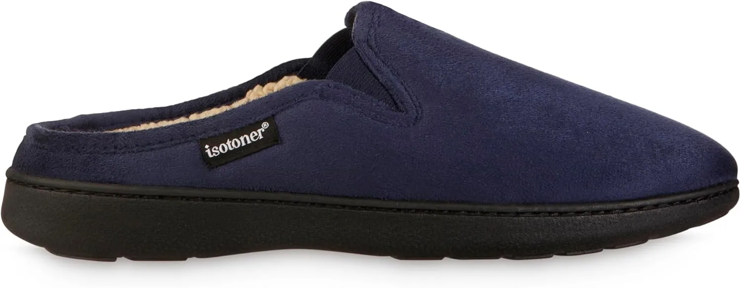 isotoner Men's, Advanced Gel Infused Memory Foam Microsuede Vincent Hoodback Eco Comfort Recycled Slippers Clog