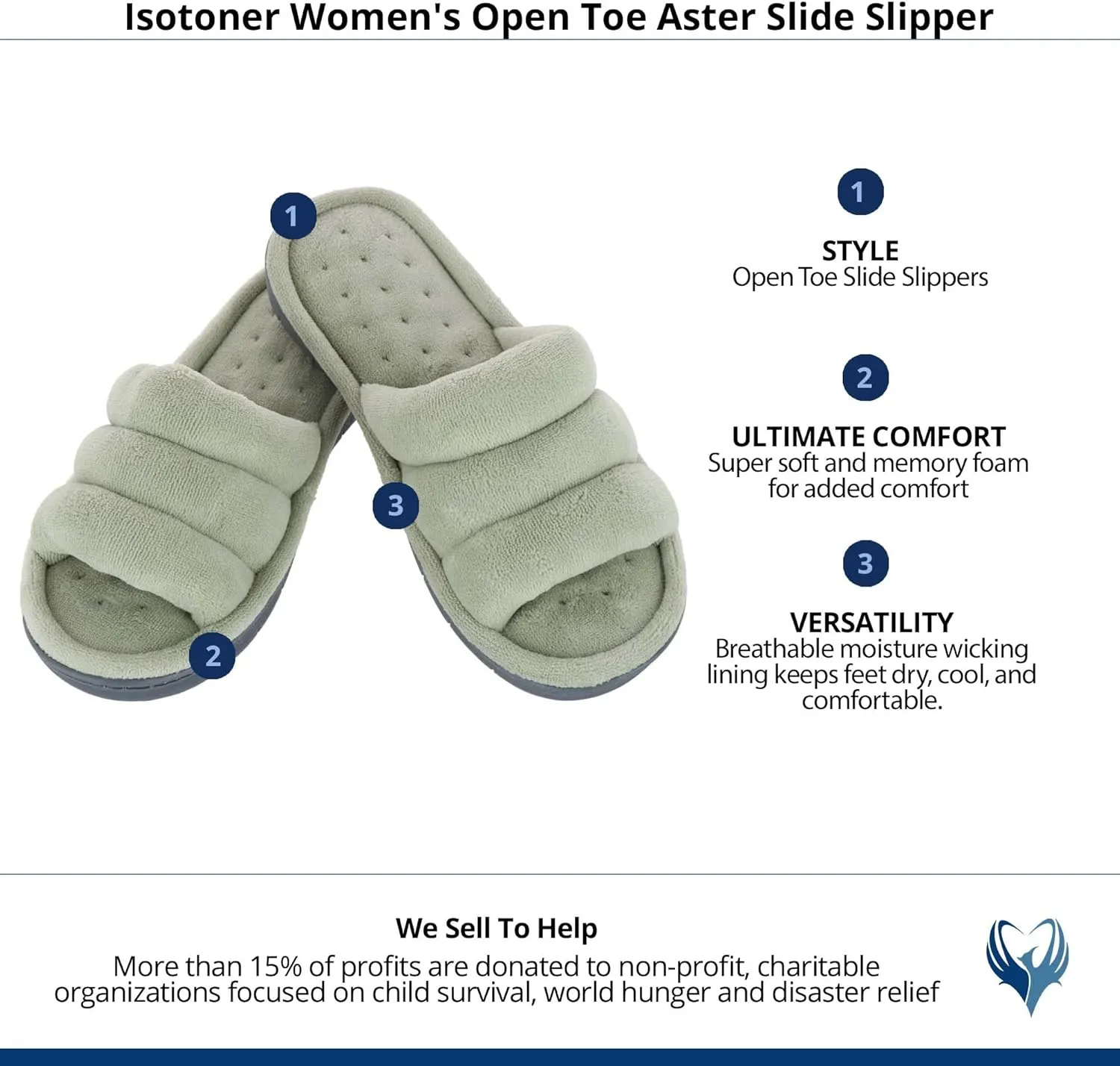 isotoner womens Isotoner Womens Recycled Mircoterry Aster Slide Slippers