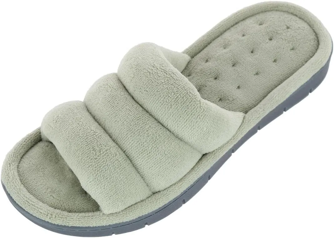 isotoner womens Isotoner Womens Recycled Mircoterry Aster Slide Slippers