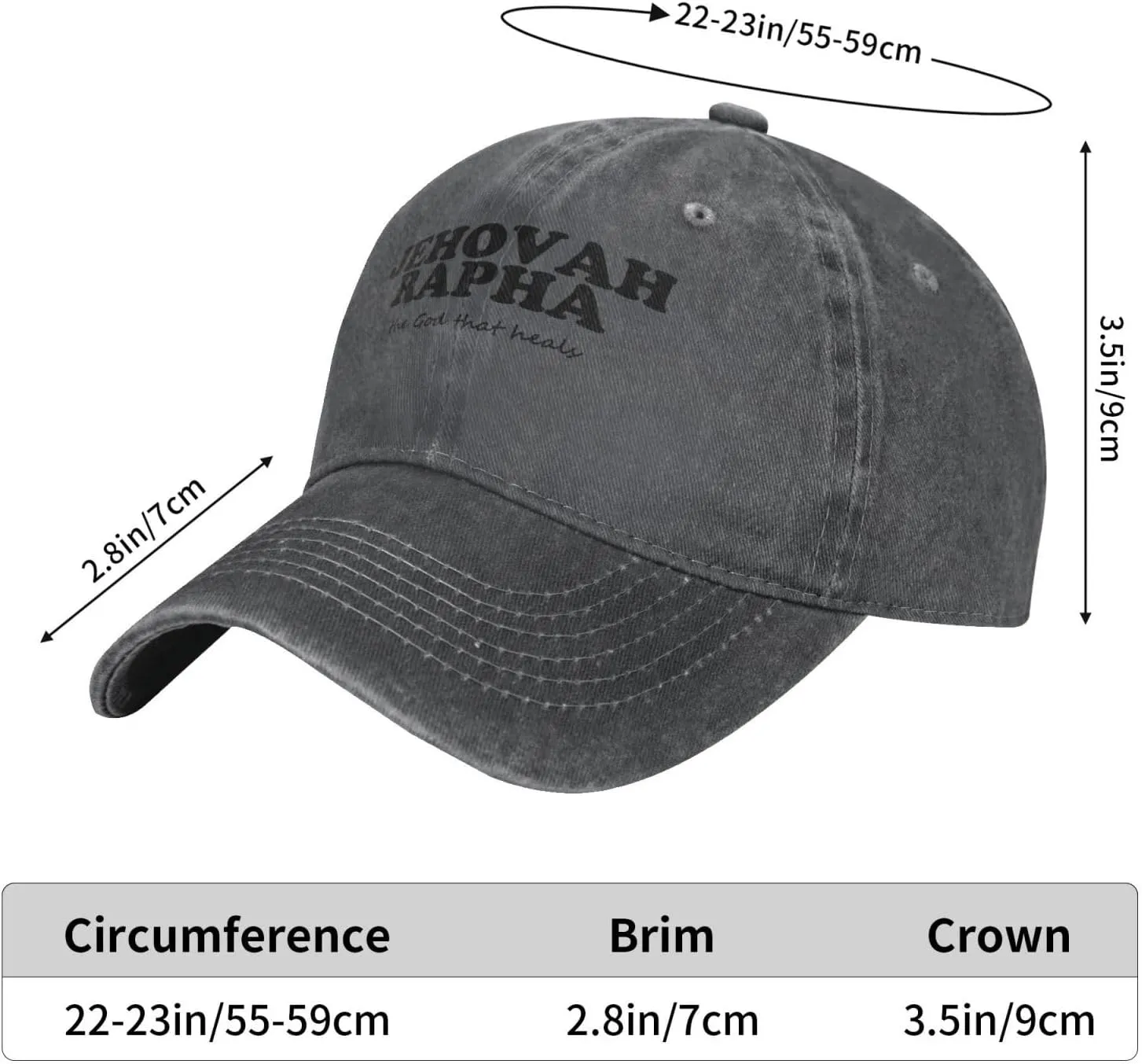 Jehovah Rapha The God Who Heals Baseball Hat Adjustable Classic Dad Hat for Men Women,Black
