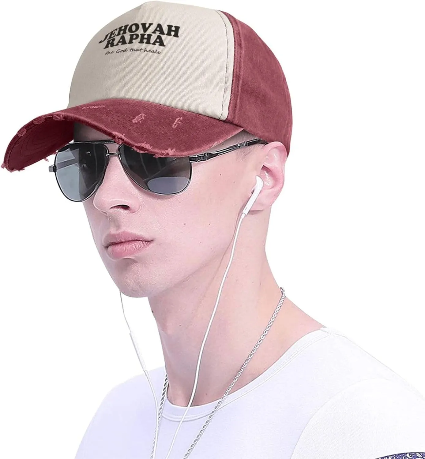 Jehovah Rapha The God Who Heals Baseball Hat Adjustable Low Profile Dad Hat for Men Women,Dark Red