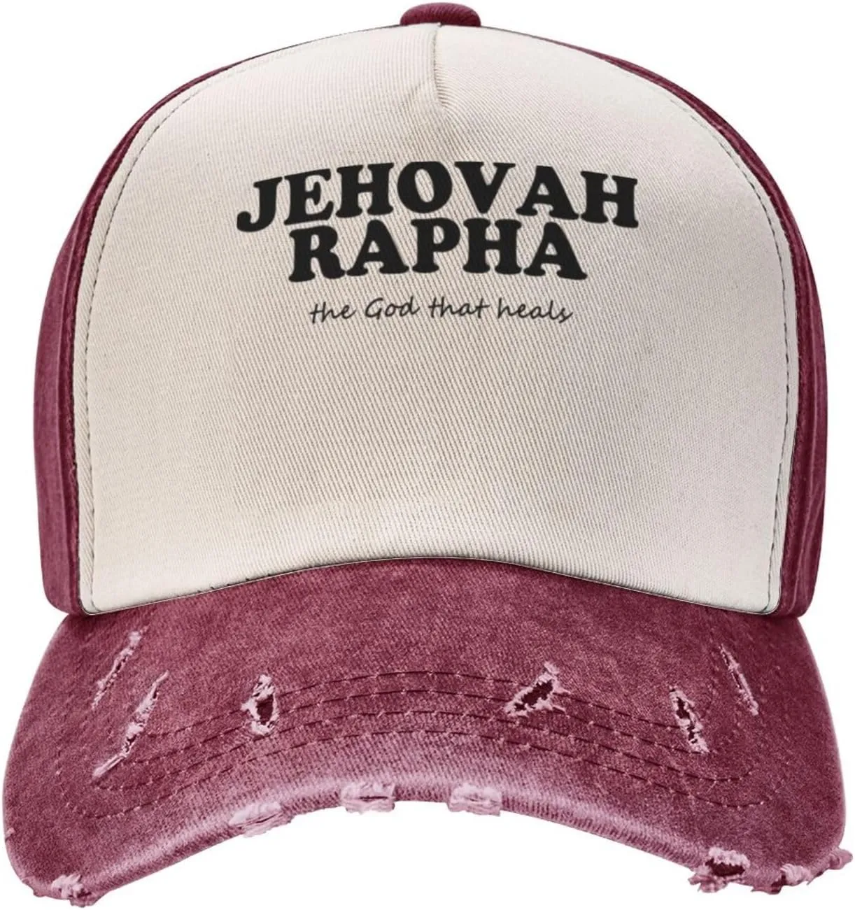 Jehovah Rapha The God Who Heals Baseball Hat Adjustable Low Profile Dad Hat for Men Women,Dark Red
