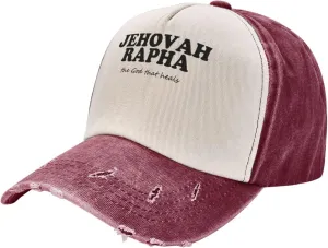 Jehovah Rapha The God Who Heals Baseball Hat Adjustable Low Profile Dad Hat for Men Women,Dark Red