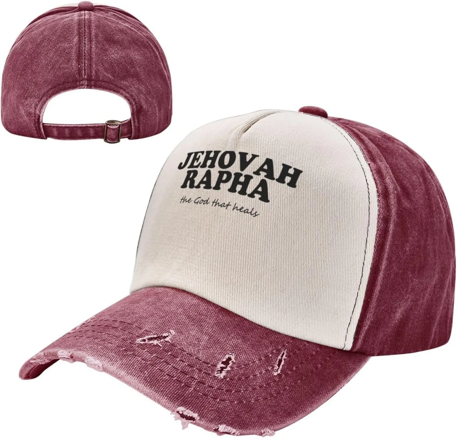 Jehovah Rapha The God Who Heals Baseball Hat Adjustable Low Profile Dad Hat for Men Women,Dark Red