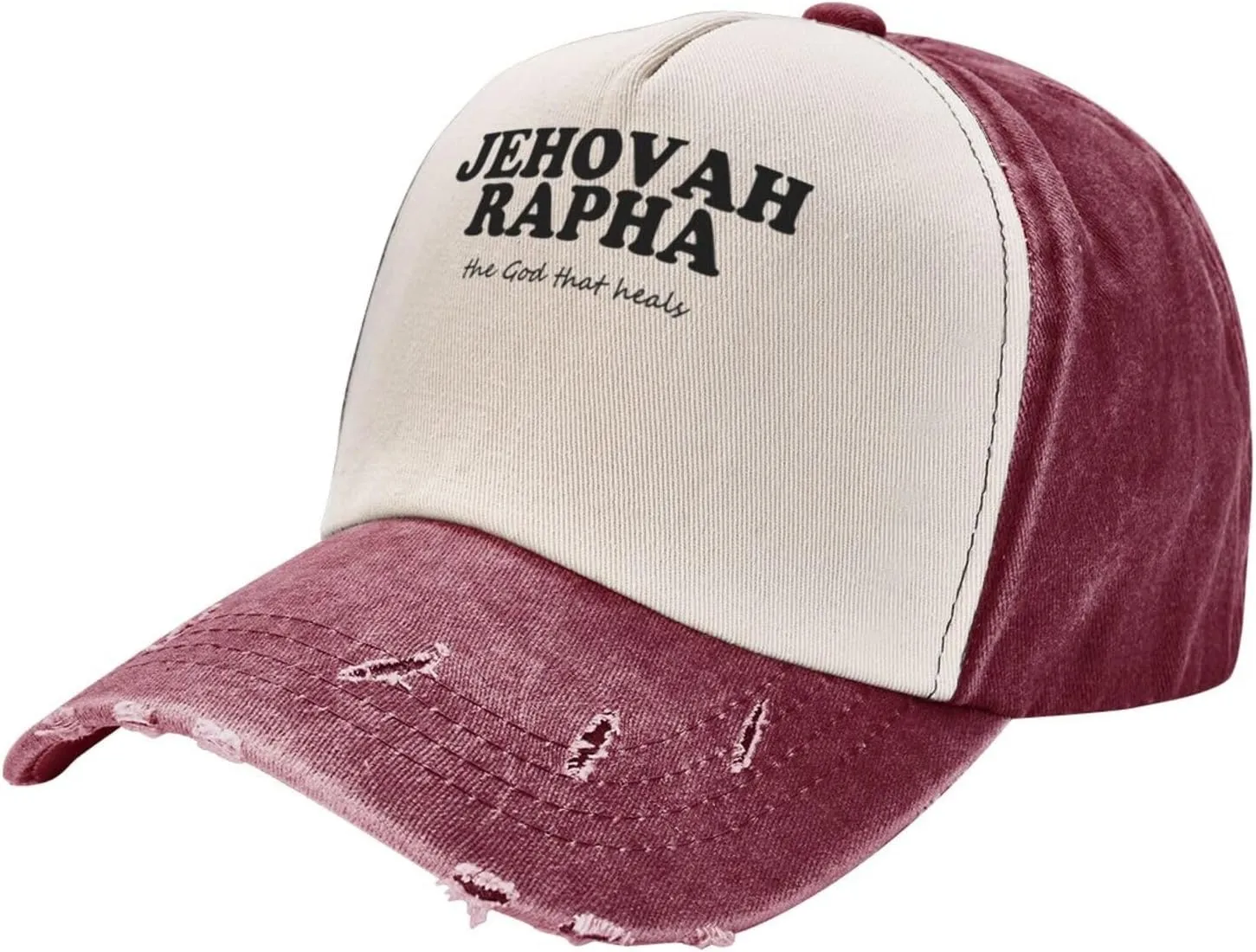 Jehovah Rapha The God Who Heals Baseball Hat Adjustable Low Profile Dad Hat for Men Women,Dark Red