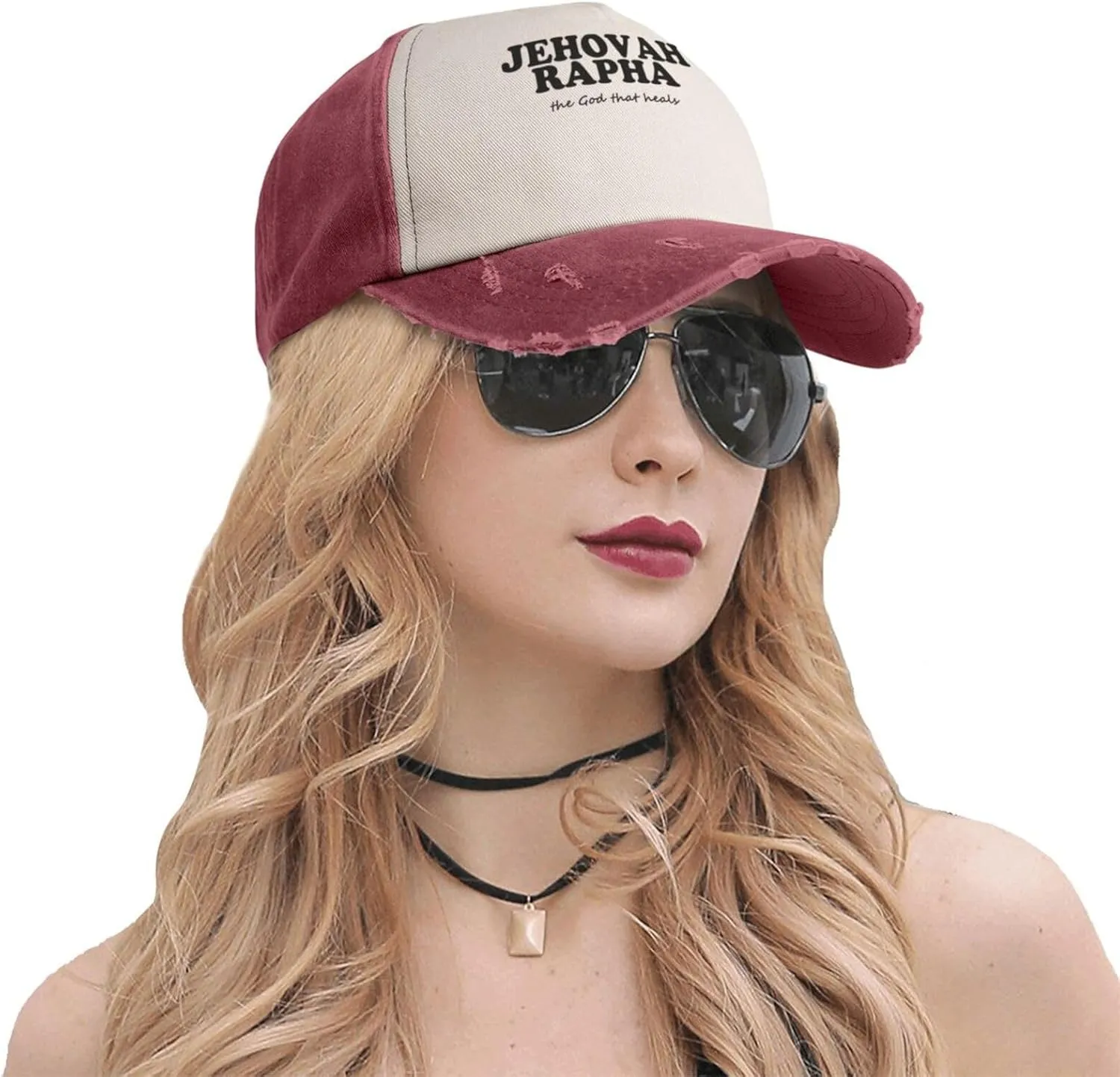 Jehovah Rapha The God Who Heals Baseball Hat Adjustable Low Profile Dad Hat for Men Women,Dark Red
