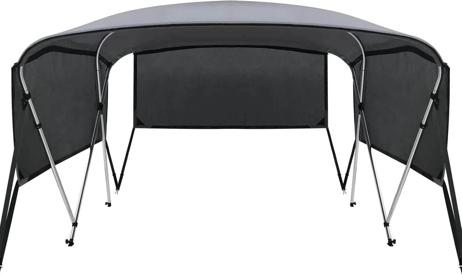 KAKIT 3 4 Bow Bimini Tops for Boats with 3 Mesh Sidewalls Rear Support Poles Boat Canopy Includes Straps Storage Boot, Dark Gray