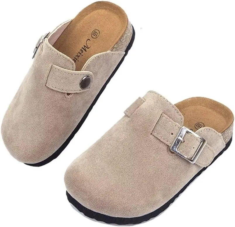 Kids Clogs for Girls Boys Cute Slip-on Slippers Classic Sued e Cor k Footbed Sandals Potato Shoes
