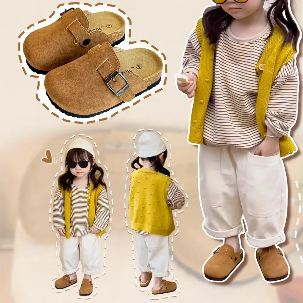 Kids Clogs for Girls Boys Cute Slip-on Slippers Classic Sued e Cor k Footbed Sandals Potato Shoes