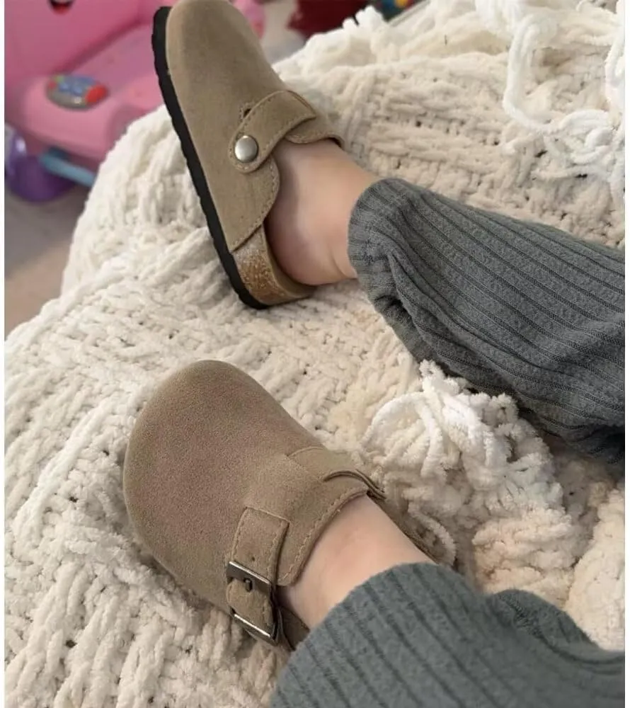 Kids Clogs for Girls Boys Cute Slip-on Slippers Classic Sued e Cor k Footbed Sandals Potato Shoes