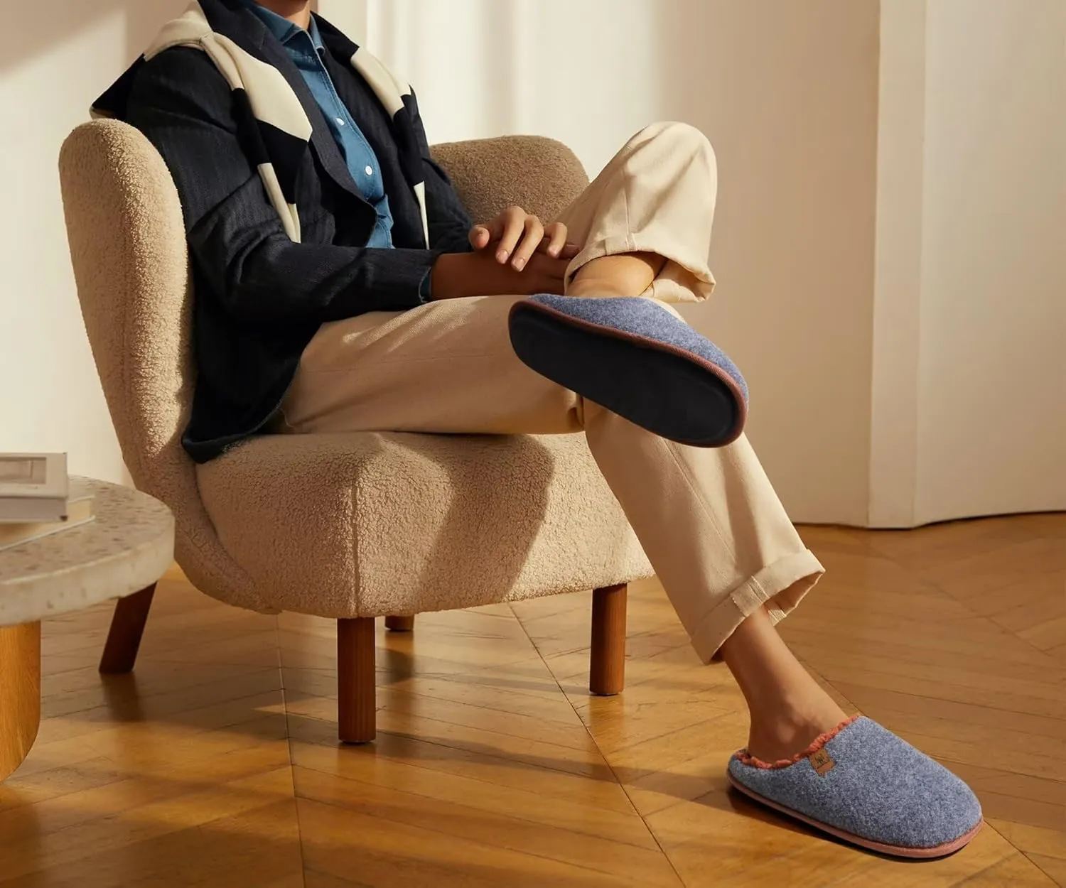 KuaiLu Mens House Memory Foam Slippers with Comfy Warm Plush Lining Felt Slip On Casual Pantuflas Mans Comfortable Bedroom Shoes Rubber Sole for Indoor&Outdoor (Mens Size 7-15)