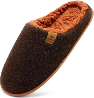 KuaiLu Mens House Memory Foam Slippers with Comfy Warm Plush Lining Felt Slip On Casual Pantuflas Mans Comfortable Bedroom Shoes Rubber Sole for Indoor&Outdoor (Mens Size 7-15)