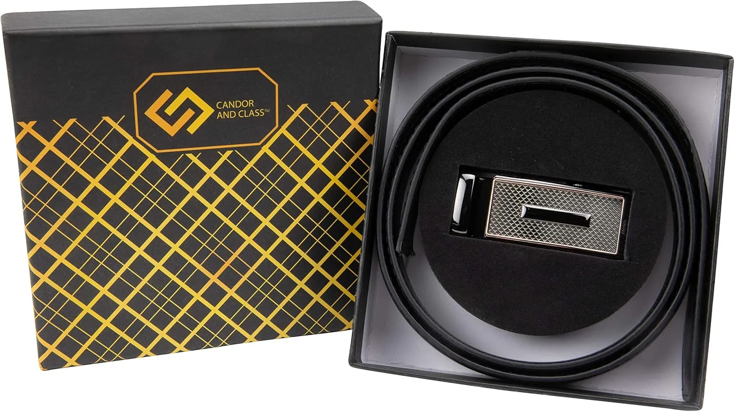 Leather Ratchet Belt for Women, Trim to Fit 18"- 44" Waist, Automatic Slide Buckle, No Holes, Gift Box