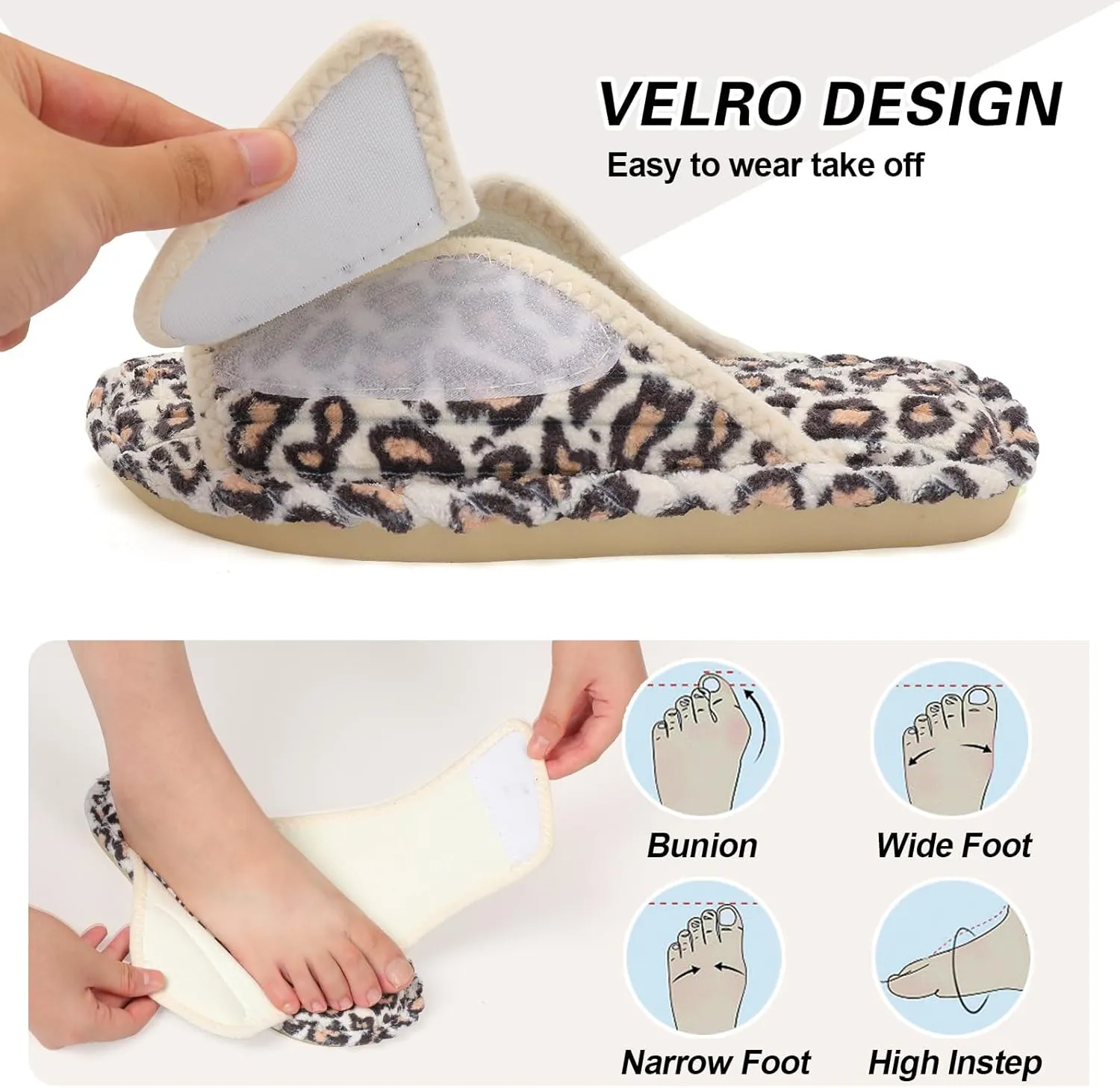 LeIsfIt Slippers for Women Adjustable Open Toe House Slippers Wide Diabetic Shoes Memory Foam Bedroom Slides Arthritis Edema House Shoes