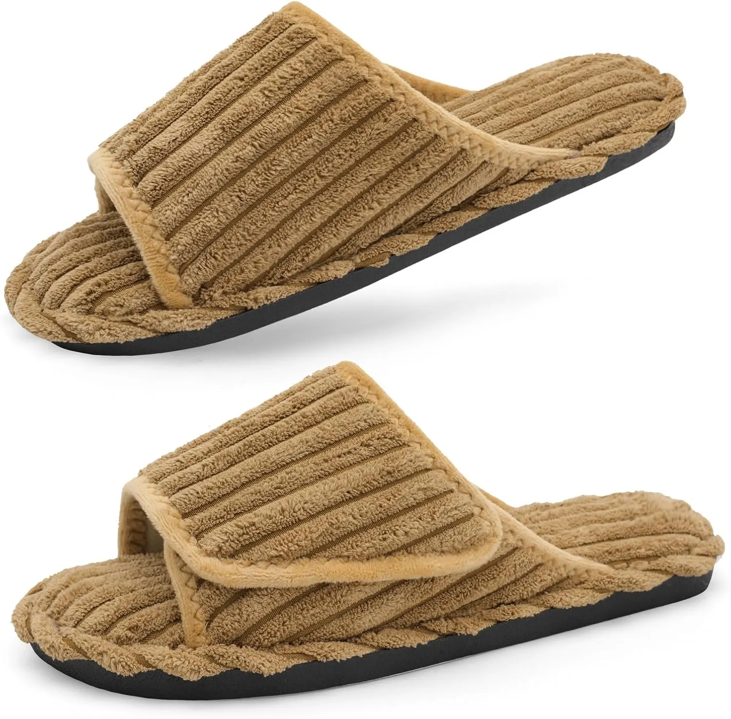 LeIsfIt Slippers for Women Adjustable Open Toe House Slippers Wide Diabetic Shoes Memory Foam Bedroom Slides Arthritis Edema House Shoes