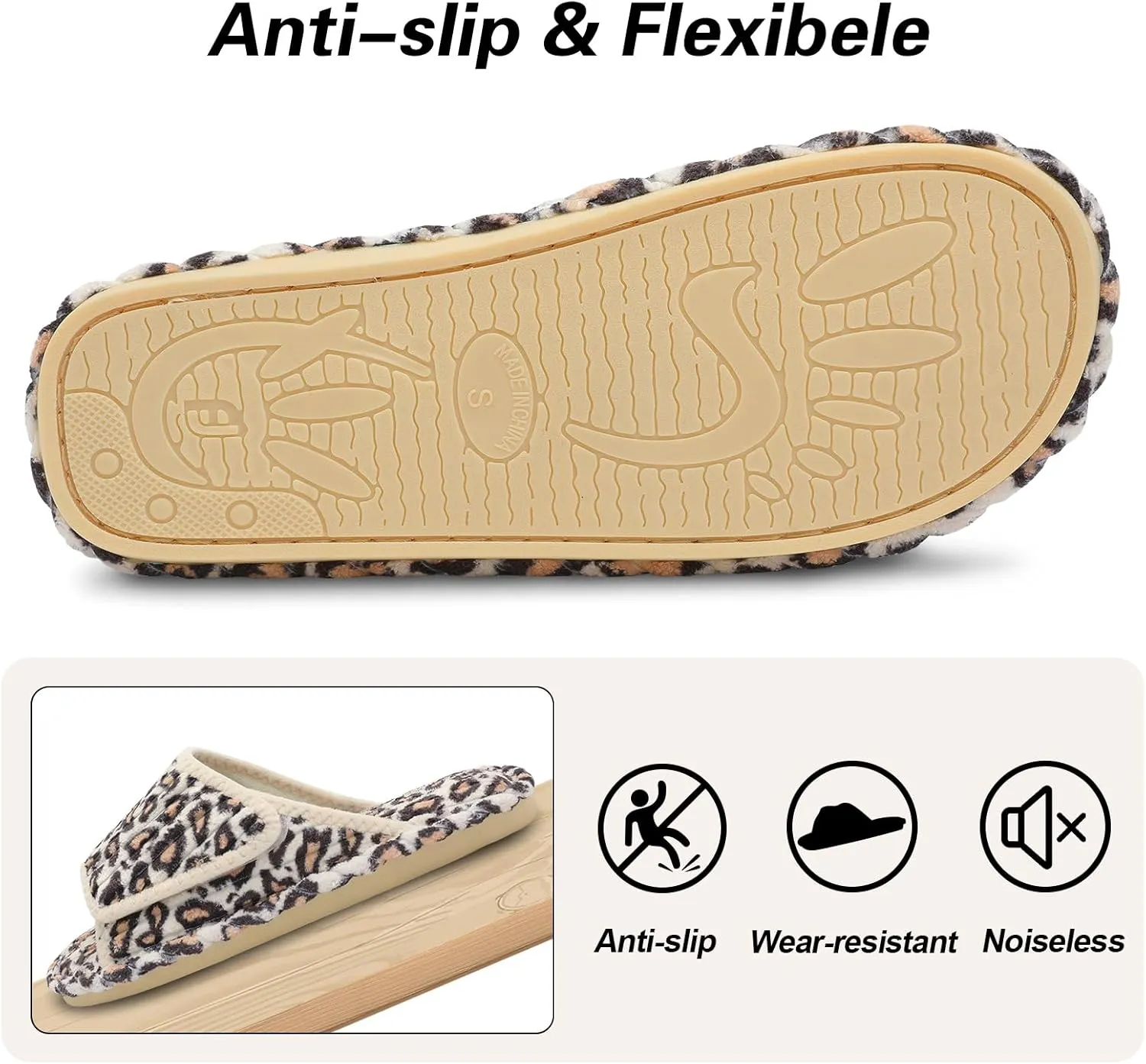 LeIsfIt Slippers for Women Adjustable Open Toe House Slippers Wide Diabetic Shoes Memory Foam Bedroom Slides Arthritis Edema House Shoes