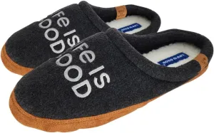 Life is Good Men's Open Back Fleece Slipper, 303593M - Suede & Fleece Indoor/Outdoor Plush & Cozy with Soft Foam & Rubber Sole Slippers