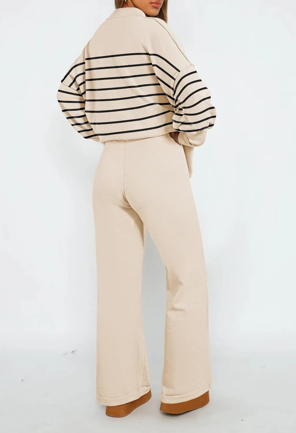 Linsery Women 2 Piece Sweater Sets Long Sleeve Knit Top Matching Wide Leg Pant Knitted Sweatsuit Outfits