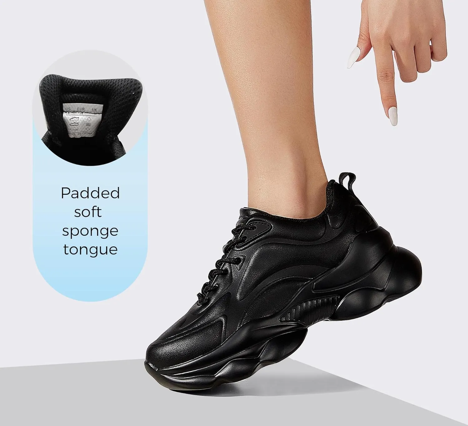 LUCKY STEP Women's 90s Chunky Sneakers Sparkly Bling Rhinestone Rope Platform Casual Thick Dad Rave Walking Shoes