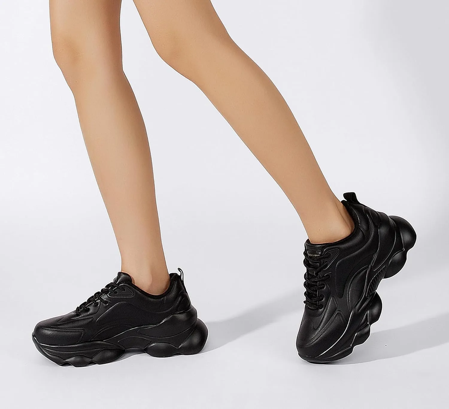 LUCKY STEP Women's 90s Chunky Sneakers Sparkly Bling Rhinestone Rope Platform Casual Thick Dad Rave Walking Shoes