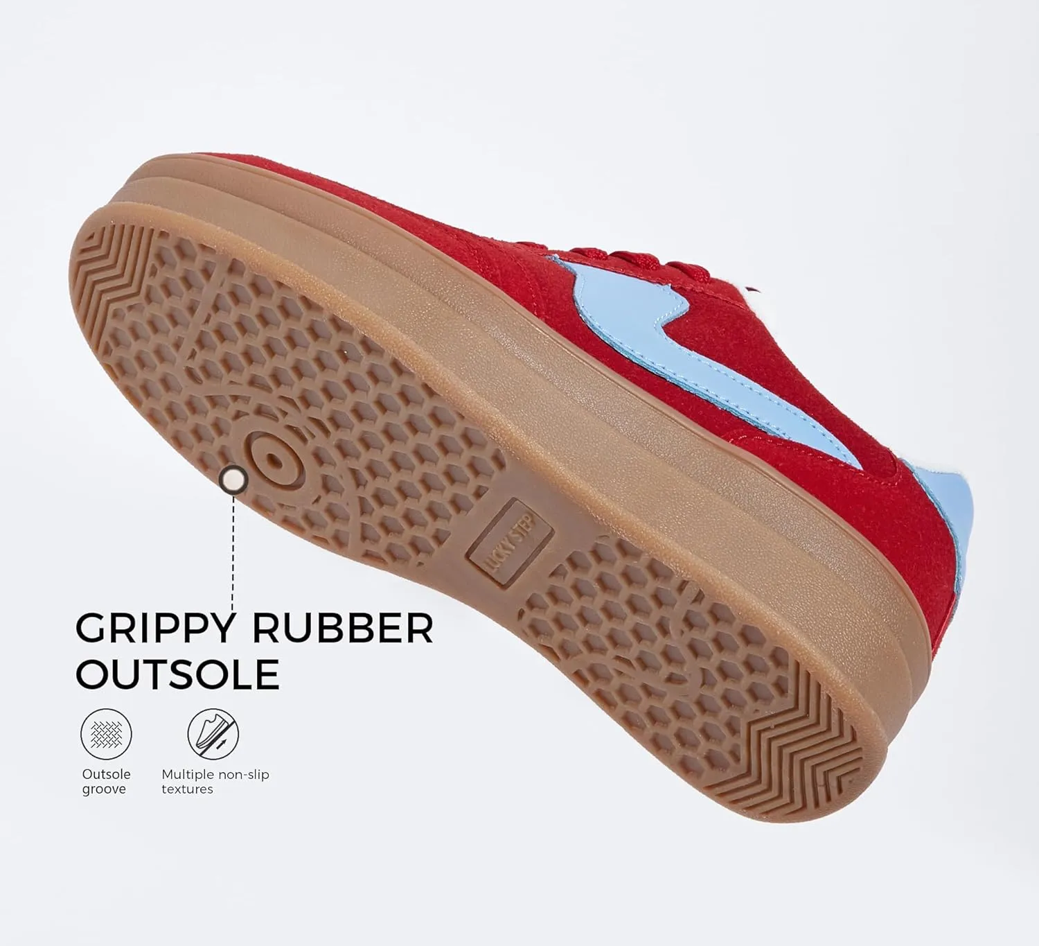 LUCKY STEP Women's Platform Fashion Sneakers Thick Sole Suede Genuine Leather Classic Rubber Gum Sole Low Top Casual Walking Shoes