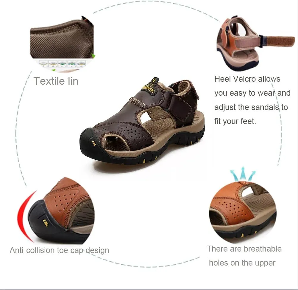 Maesty Mens Hiking Sandals Summer Athletic Comfortable Slippers Waterproof?Breathable Outdoor Sports Beach Shoes