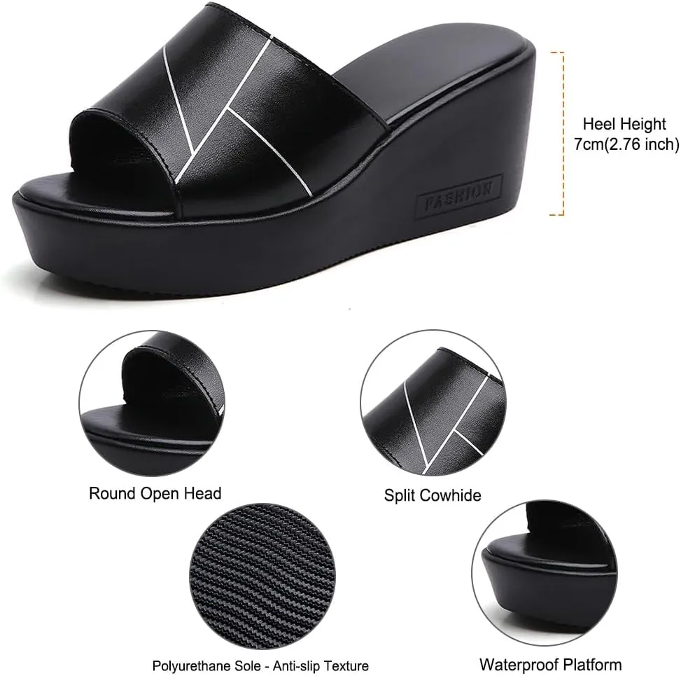Maylrvjv Womens Platforms Wedge Sandals Comfortable Lightweight Summmer Casual Slide Sandals Slip On Flip Flops