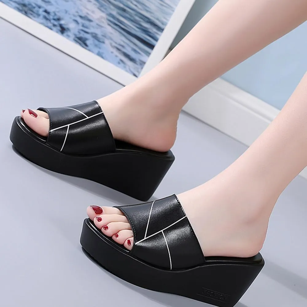 Maylrvjv Womens Platforms Wedge Sandals Comfortable Lightweight Summmer Casual Slide Sandals Slip On Flip Flops