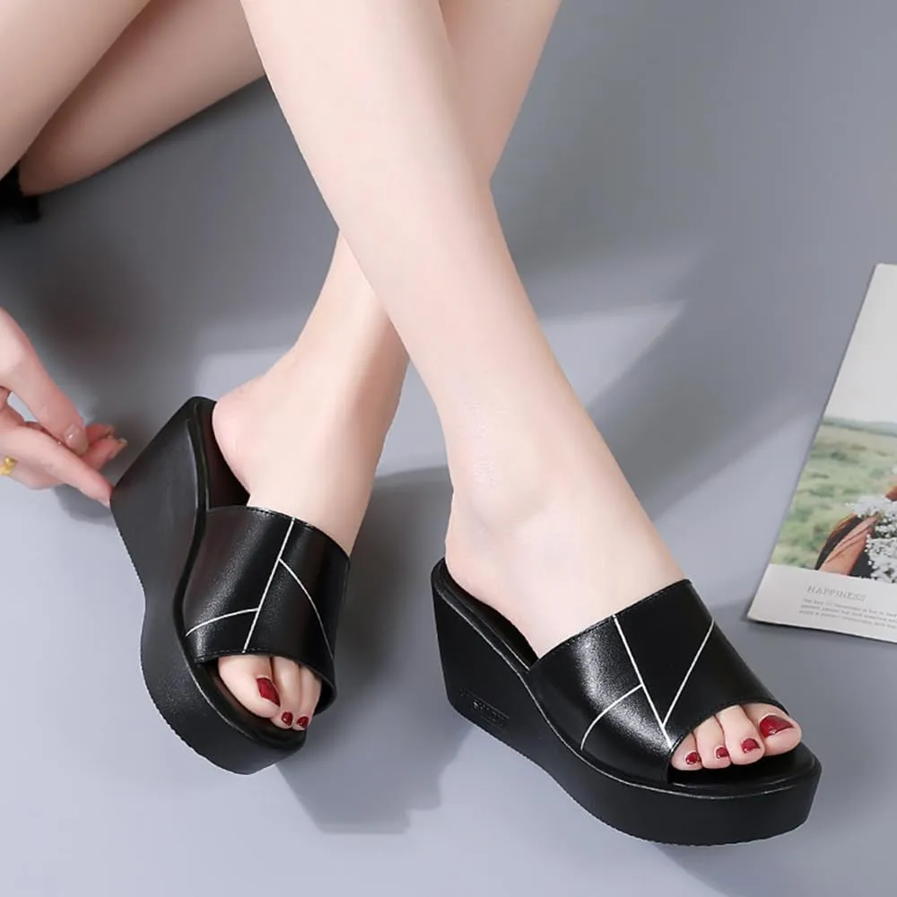 Maylrvjv Womens Platforms Wedge Sandals Comfortable Lightweight Summmer Casual Slide Sandals Slip On Flip Flops