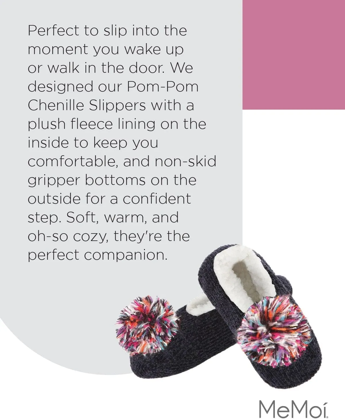MeMoi Women's Plush Pom-Pom Chenille Slippers
