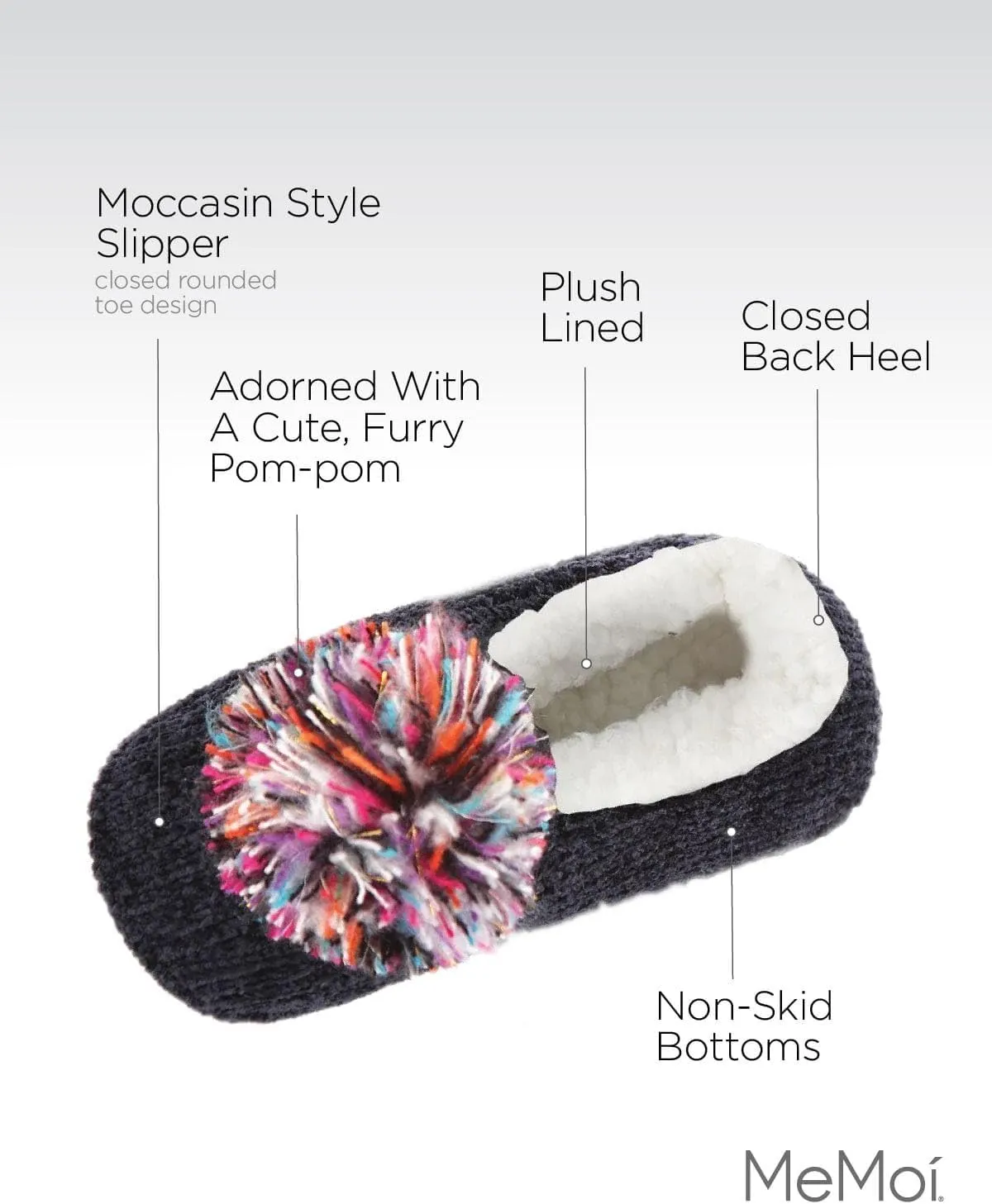 MeMoi Women's Plush Pom-Pom Chenille Slippers