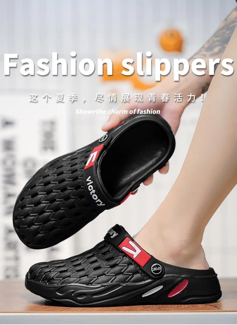 Men's Breathable Mesh Slide Sandals - Lightweight Synthetic Comfort for Beach, Pool, or Casual Wear