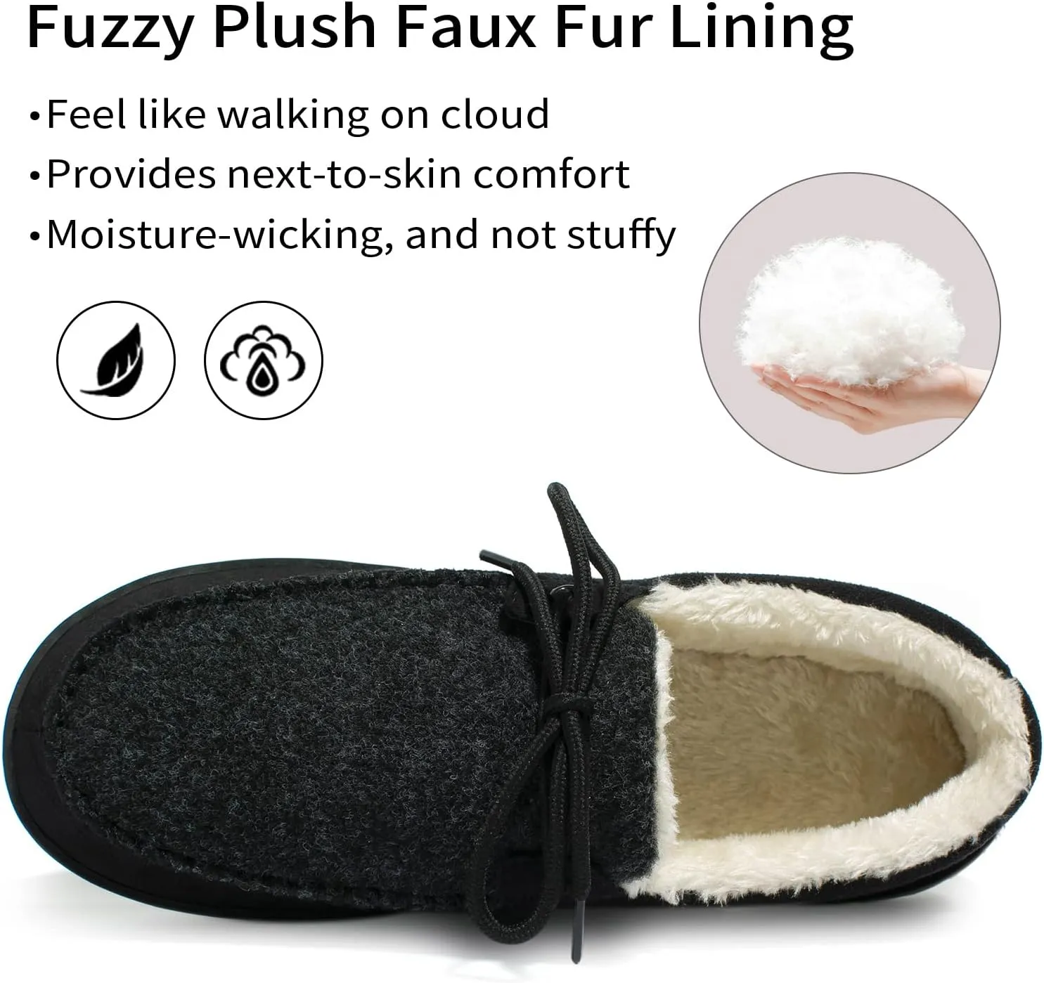 Mens Moccasin Slippers Memory Foam Suede House Slippers for Men with Soft Fleece Lining Anti-Skid Sole Indoor Outdoor House Shoes