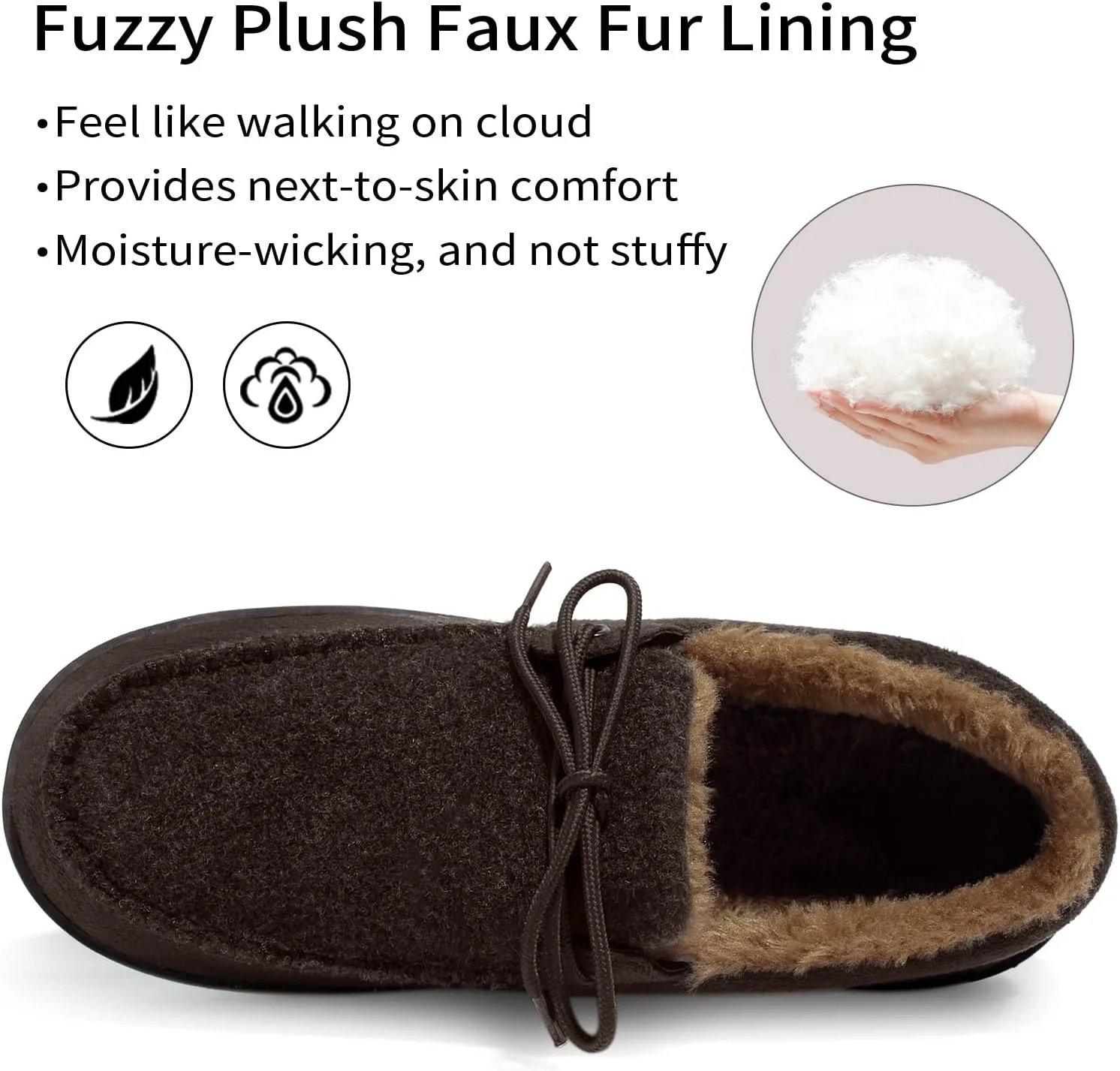 Mens Moccasin Slippers Memory Foam Suede House Slippers for Men with Soft Fleece Lining Anti-Skid Sole Indoor Outdoor House Shoes