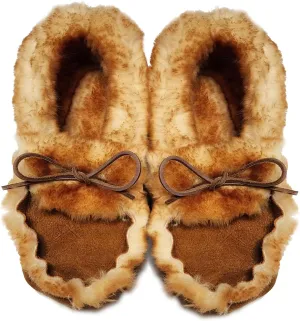 Men's Sheepskin Moccasin Slippers - With Sole - Made In The USA