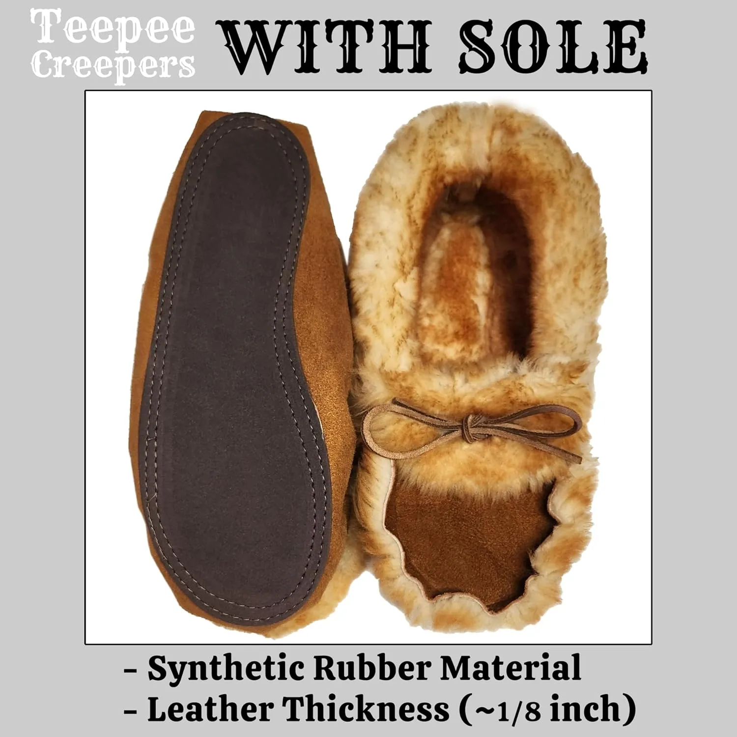 Men's Sheepskin Moccasin Slippers - With Sole - Made In The USA