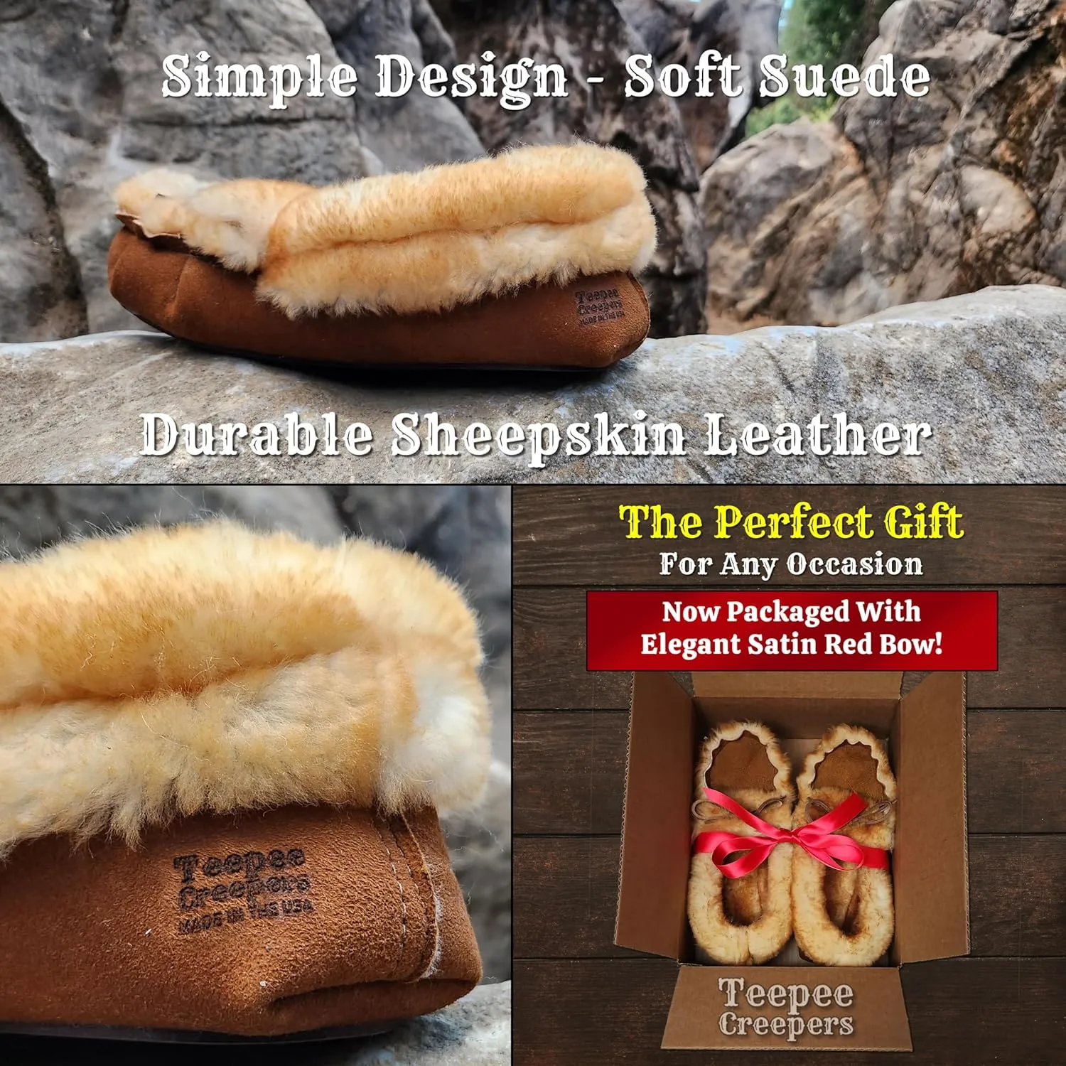 Men's Sheepskin Moccasin Slippers - Without Sole - Made In The USA