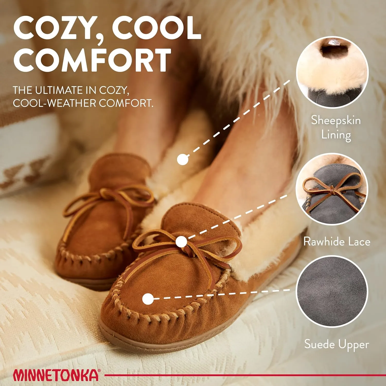 Minnetonka Women's Alpine Sheepskin Moccasin Slippers