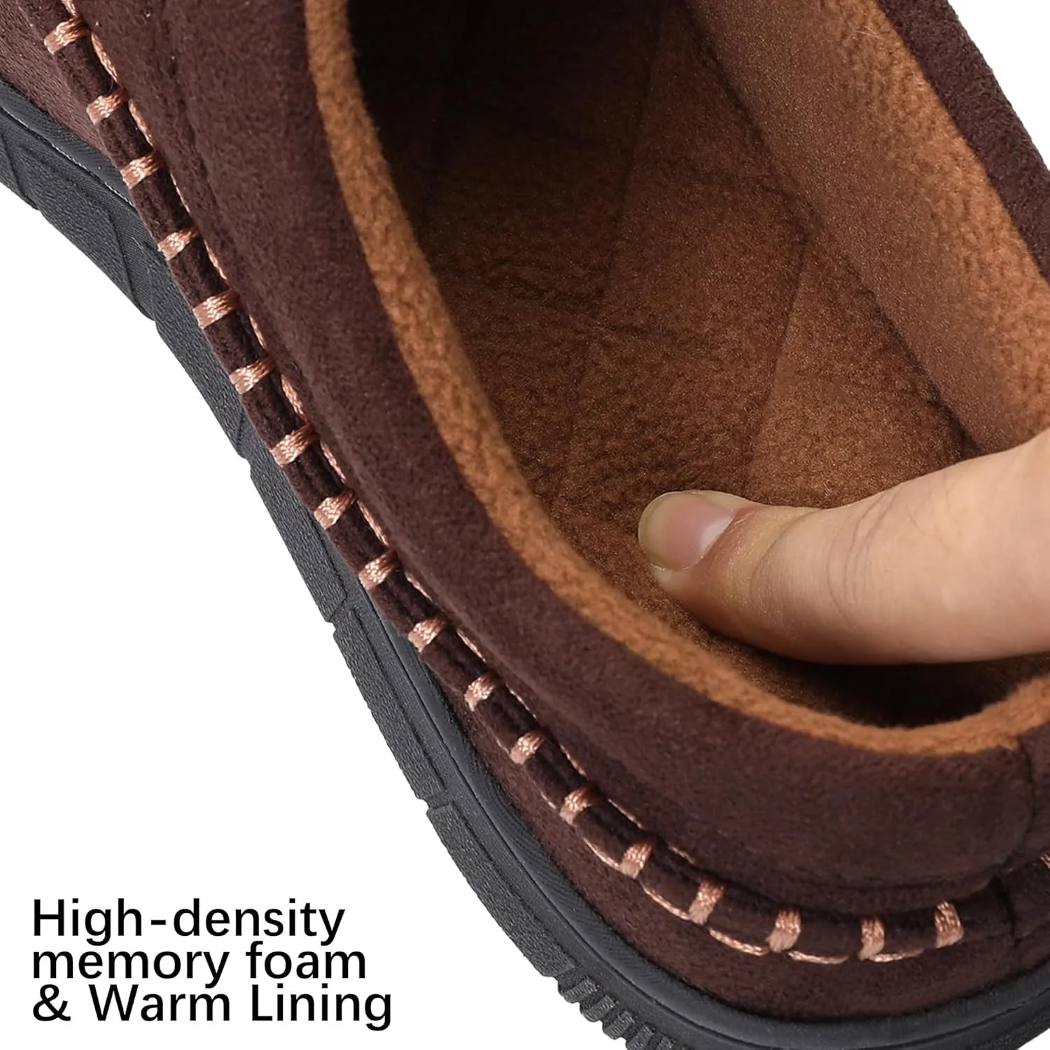 MIXIN Mens Slippers Indoor Outdoor Memory Foam Warm Fuzzy Fluffy Comfy House Shoes Anti-Slip Moccasin Slippers