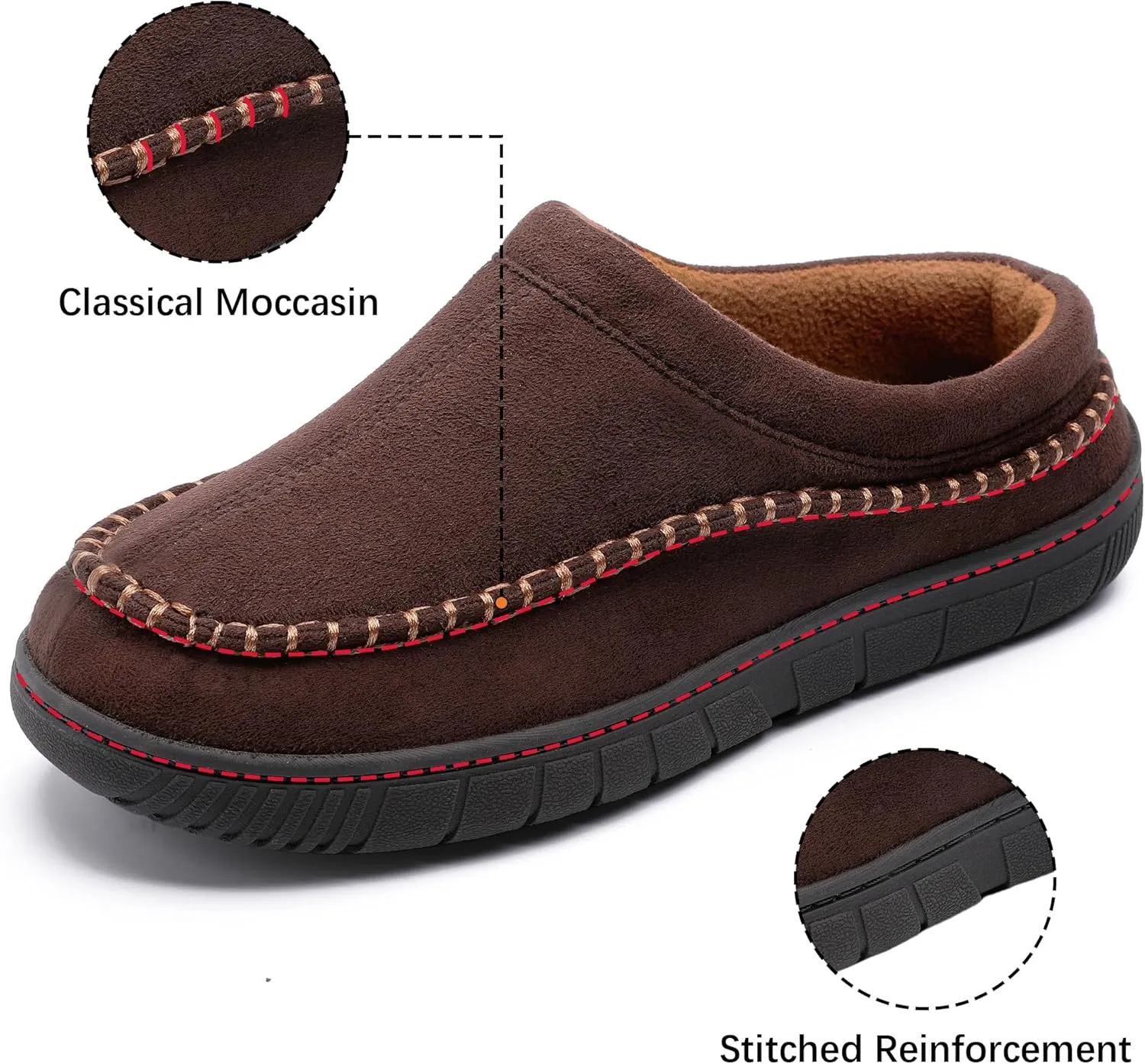 MIXIN Mens Slippers Indoor Outdoor Memory Foam Warm Fuzzy Fluffy Comfy House Shoes Anti-Slip Moccasin Slippers