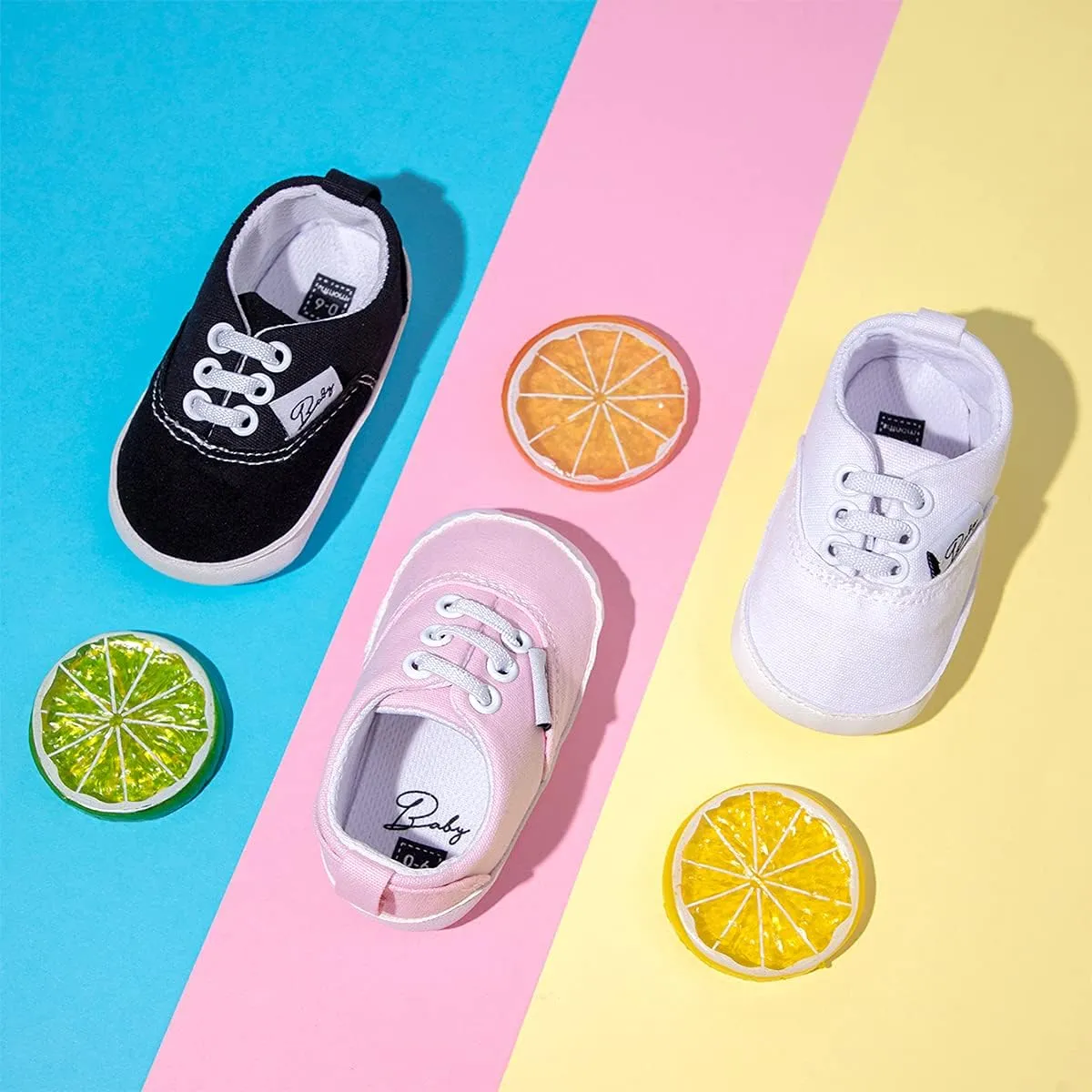 Morbido Infant Baby Boys Girls Canvas Sneaker Toddler Slip On Anti Skid Newborn First Walkers Candy Shoes for 0-18 Months