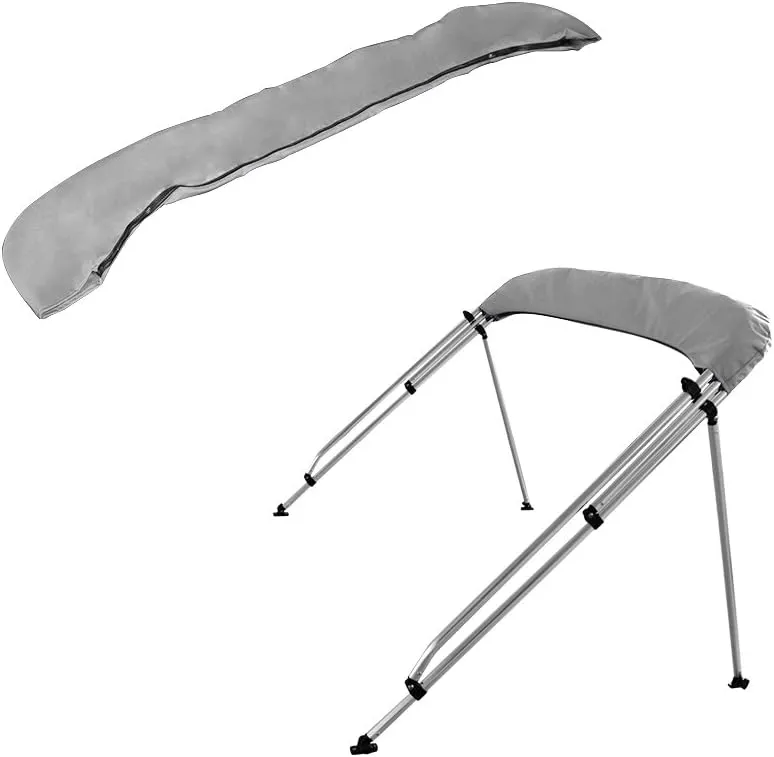MSC 3 Bow 4 Bow Bimini Top Boat Cover,600D Solution Dyed Polyester,2 Support Poles& 4 Adjustable Straps Included