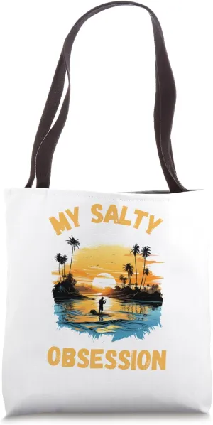 My Salty Obsession Ocean Fishing Fish Sunset Graphic Tote Bag