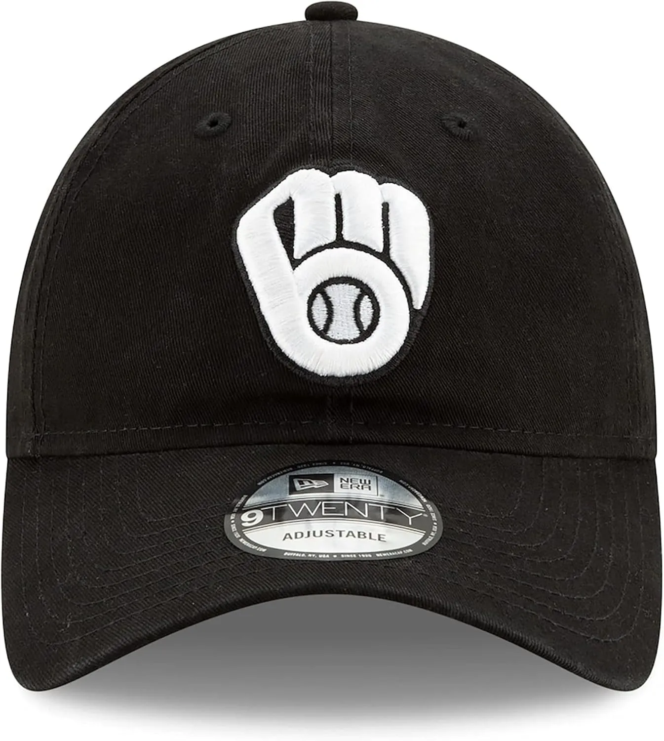 New Era MLB Core Classic 9TWENTY Black White Primary Logo Adjustable Hat Cap One Size Fits All
