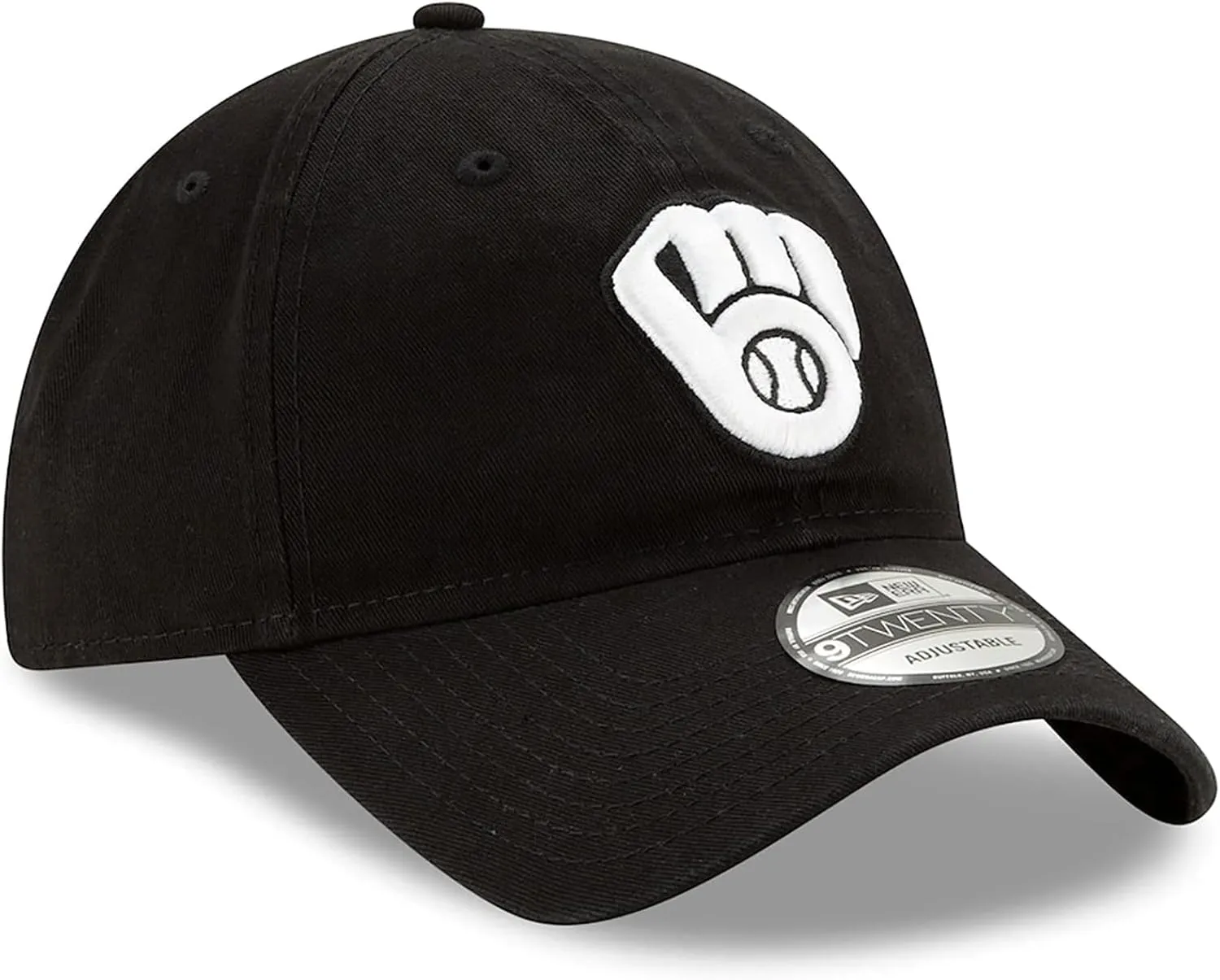 New Era MLB Core Classic 9TWENTY Black White Primary Logo Adjustable Hat Cap One Size Fits All