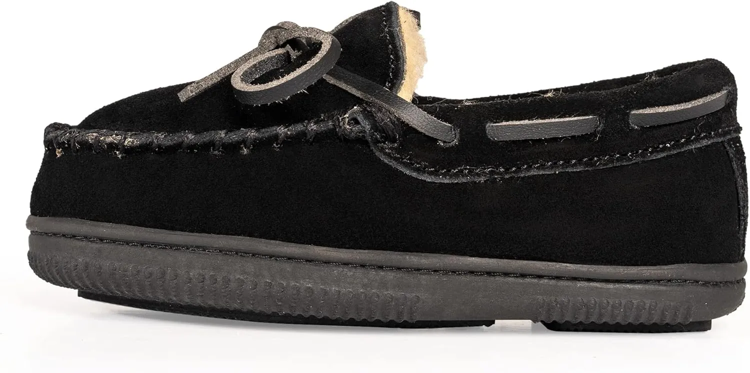 NORTY Moccasin House Slippers for Kids- Slip-On Toddler Shoes for Boys and Girls - Suede - Runs True to Size
