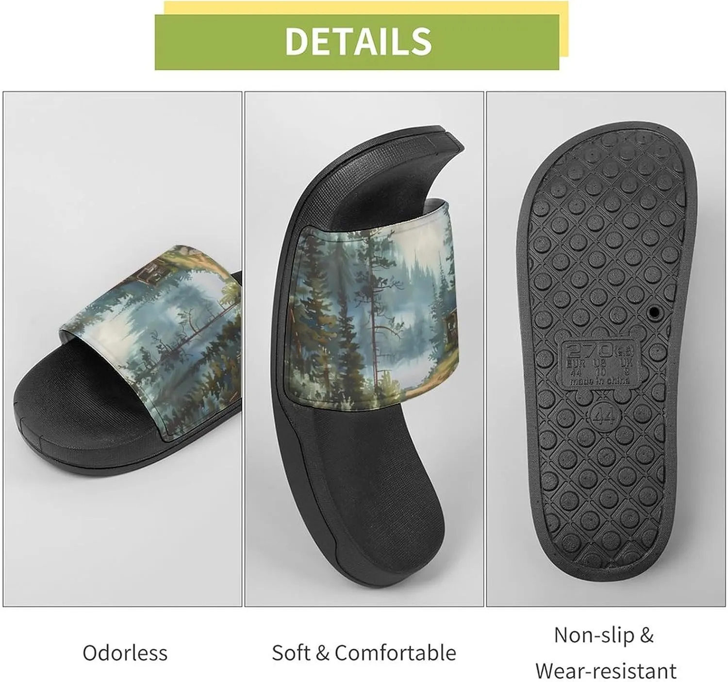 Old Cabin Lakeside Scenery Unisex Non-Slip Home Slippers Open-toe Outdoor Indoor Slide Shoes Shower Sandals
