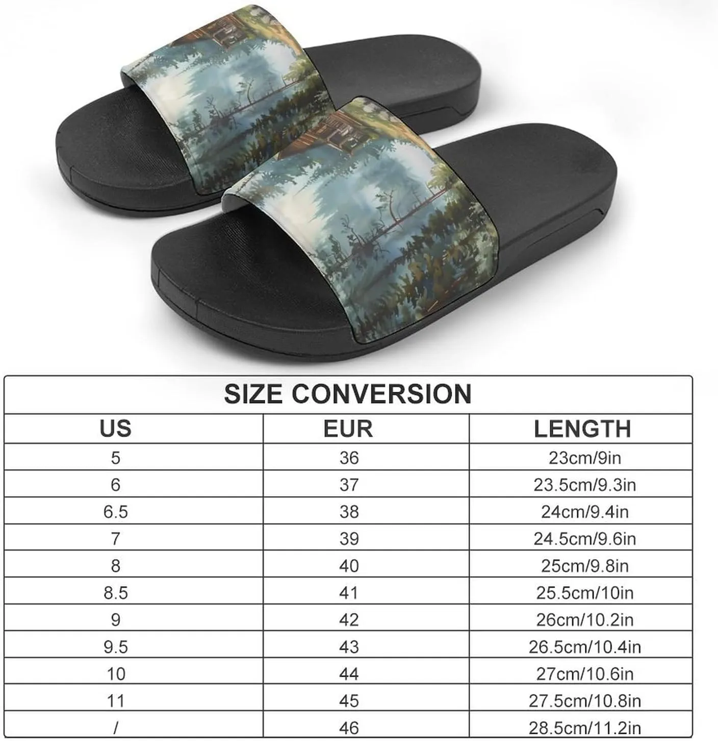 Old Cabin Lakeside Scenery Unisex Non-Slip Home Slippers Open-toe Outdoor Indoor Slide Shoes Shower Sandals